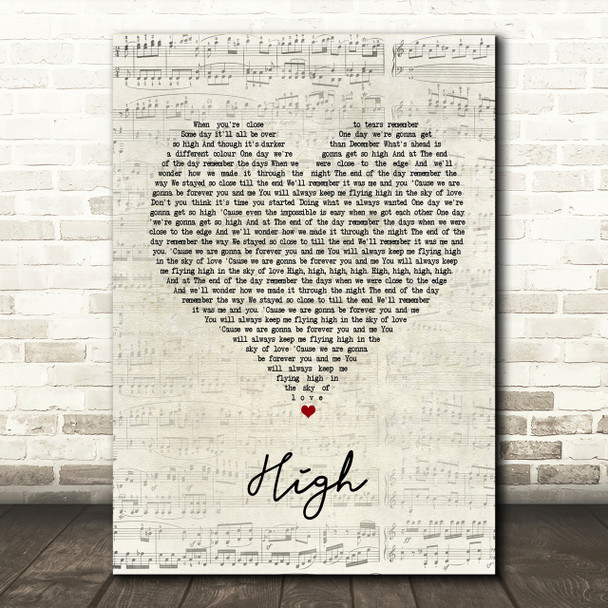 Lighthouse Family High Script Heart Song Lyric Print