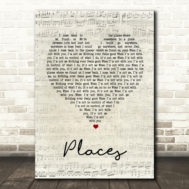 Martin Solveig Places Script Heart Song Lyric Print