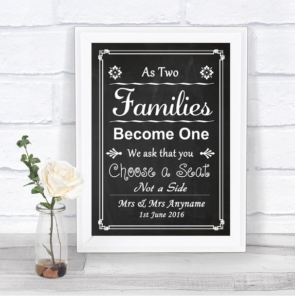 Chalk Style As Families Become One Seating Plan Personalized Wedding Sign