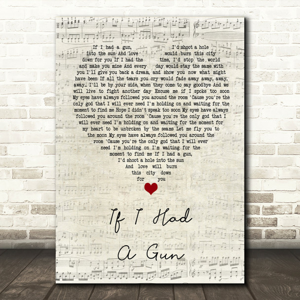 Noel Gallagher If I Had A Gun Script Heart Song Lyric Print