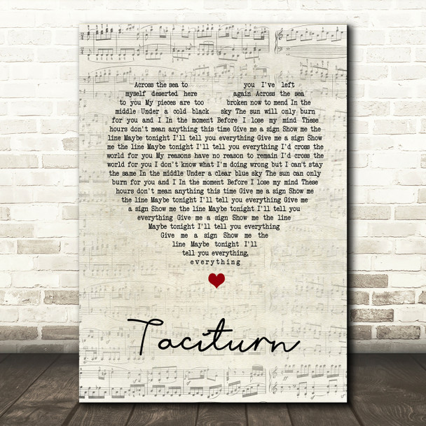 Stone Sour Taciturn Script Heart Song Lyric Print