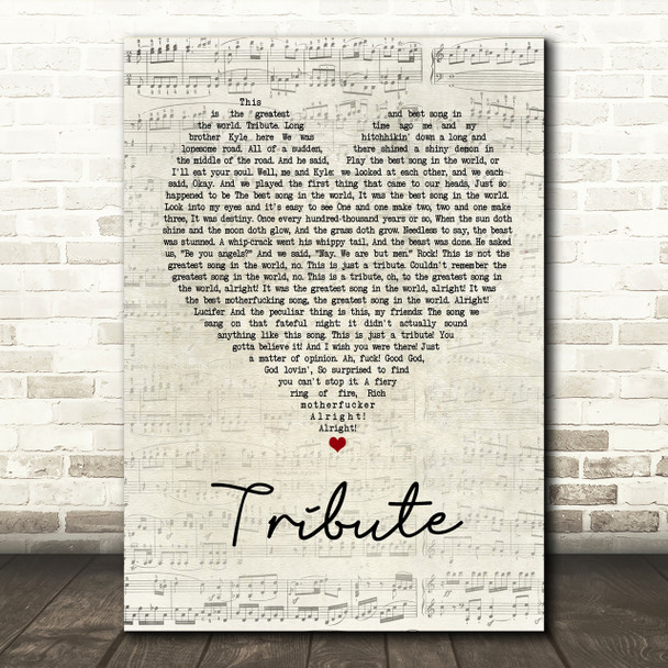 Tenacious D Tribute Script Heart Song Lyric Print