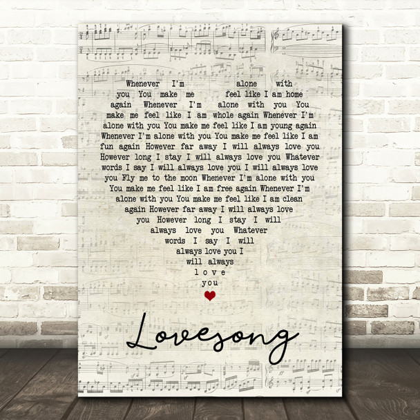 The Cure Lovesong Script Heart Song Lyric Print