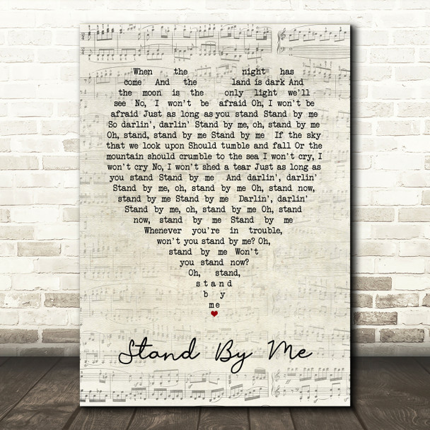 Stand By Me Ben E King Script Heart Song Lyric Print