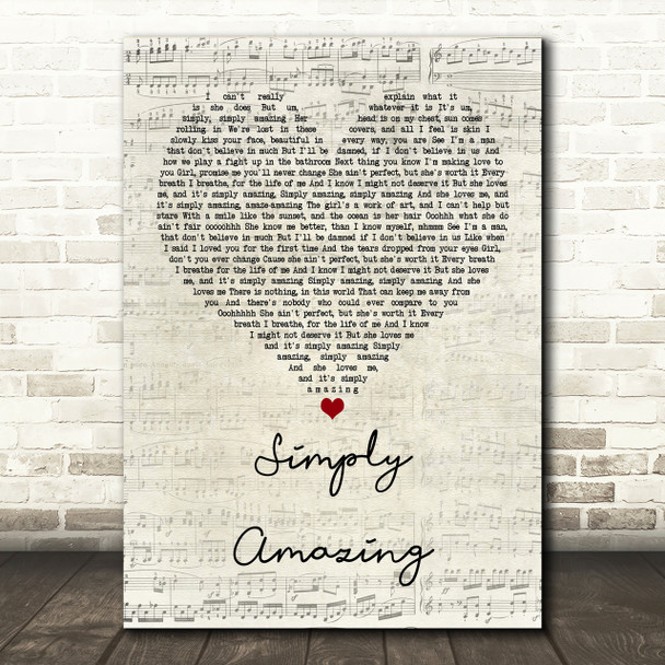 Trey Songz Simply Amazing Script Heart Song Lyric Print