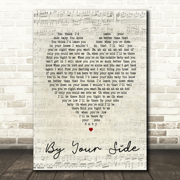By Your Side Sade Script Heart Song Lyric Print