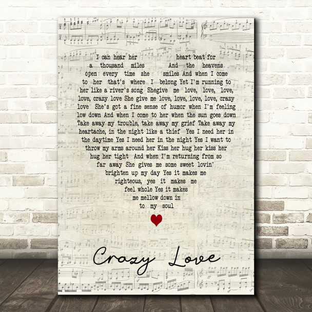 Crazy Love Van Morrison Script Heart Song Lyric Print