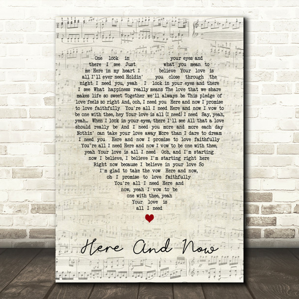 Here And Now Luther Vandross Script Heart Song Lyric Print