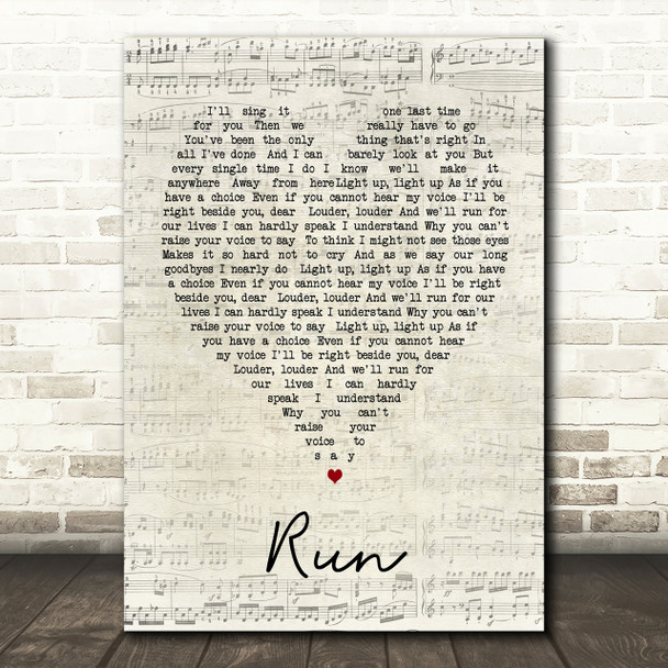 Run Leona Lewis Script Heart Song Lyric Print