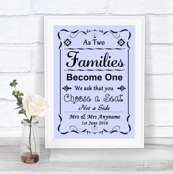 Lilac As Families Become One Seating Plan Personalized Wedding Sign