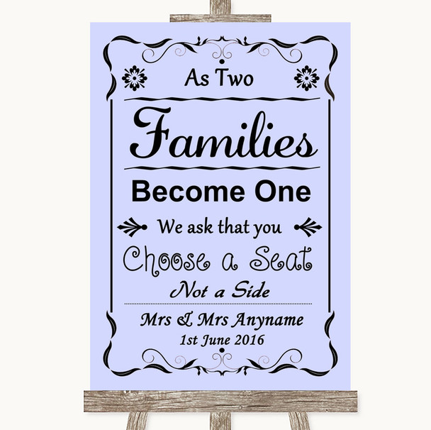 Lilac As Families Become One Seating Plan Personalized Wedding Sign