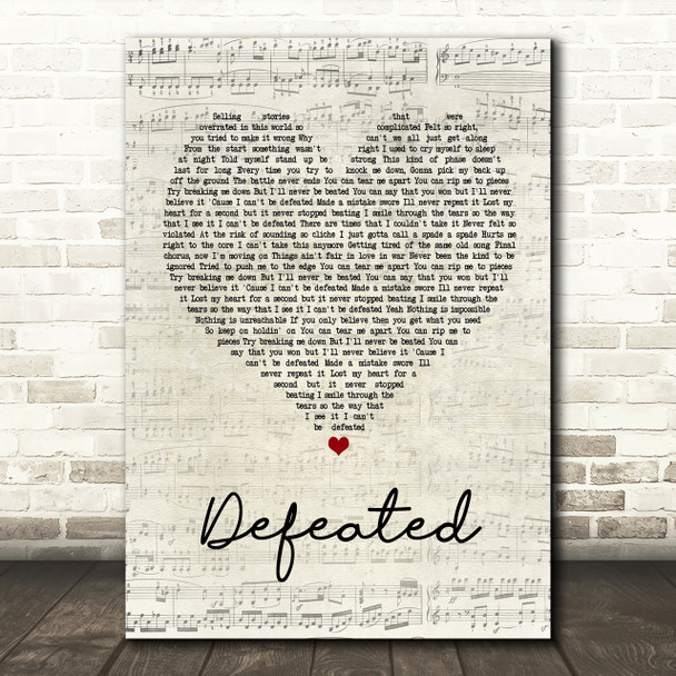 Anastacia Defeated Script Heart Song Lyric Print