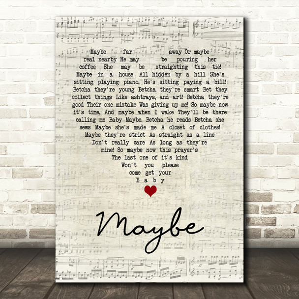 Annie Maybe Script Heart Song Lyric Print