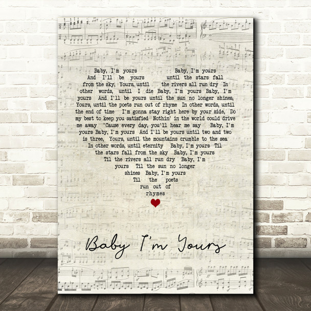 Arctic Monkeys Baby I'm Yours Script Heart Song Lyric Print