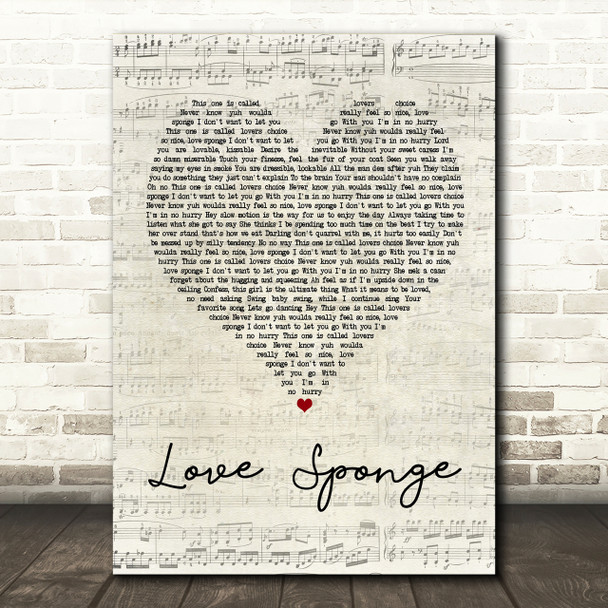 Buju Banton Love Sponge Script Heart Song Lyric Print