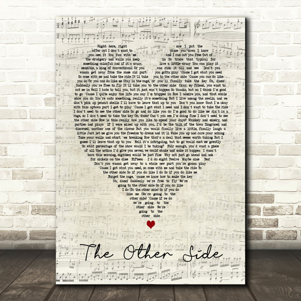 The Other Side The Greatest Showman Script Heart Song Lyric Print