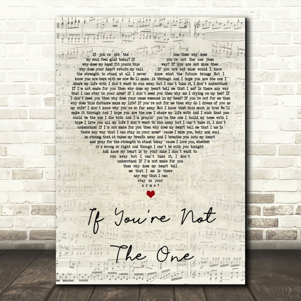 Daniel Bedingfield If You're Not The One Script Heart Song Lyric Print