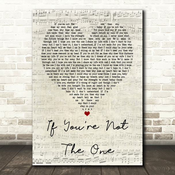 Daniel Bedingfield If You're Not The One Script Heart Song Lyric Print