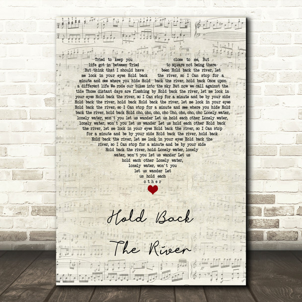 James Bay Hold Back The River Script Heart Song Lyric Print