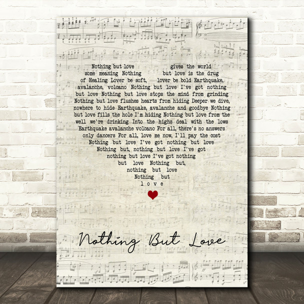 James Nothing But Love Script Heart Song Lyric Print