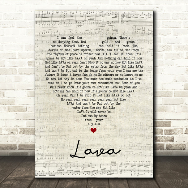 Laid Blak Lava Script Heart Song Lyric Print