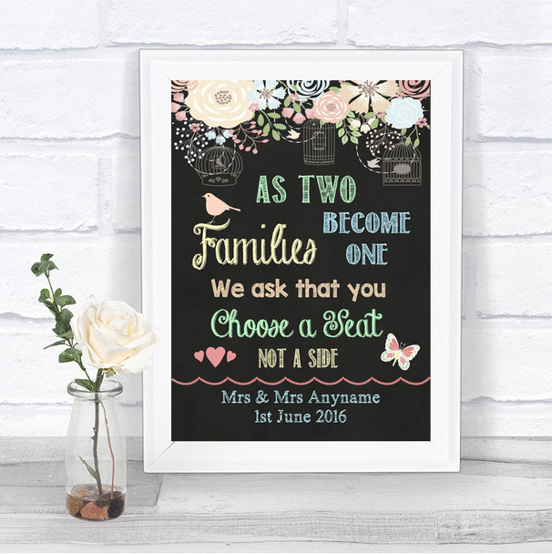 Shabby Chic Chalk As Families Become One Seating Plan Personalized Wedding Sign