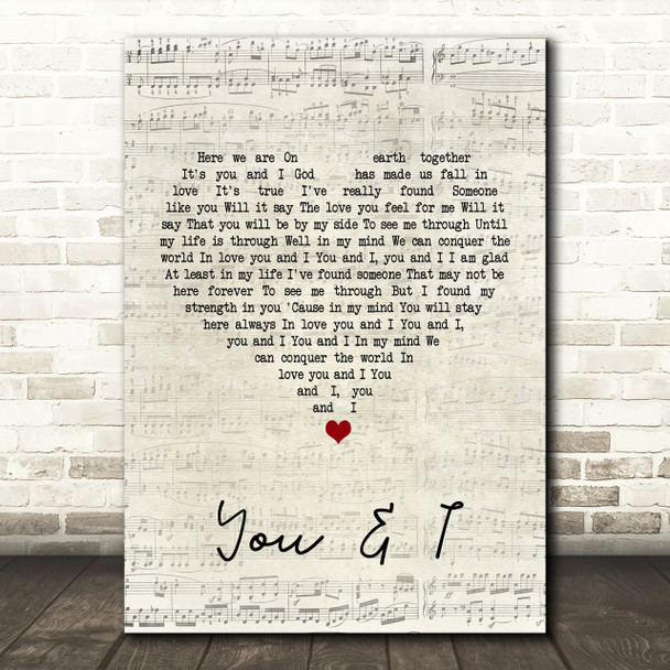 Michael Buble You And I Script Heart Song Lyric Print