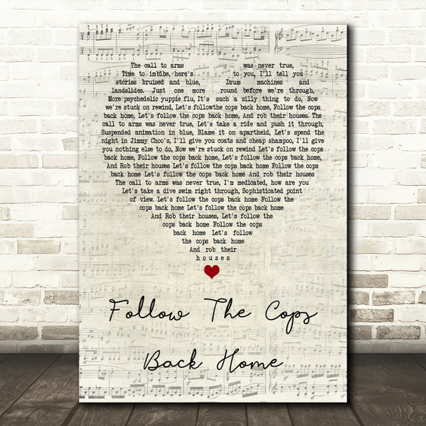 Placebo Follow The Cops Back Home Script Heart Song Lyric Print
