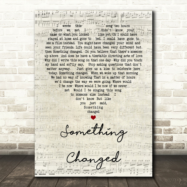 Pulp Something Changed Script Heart Song Lyric Print