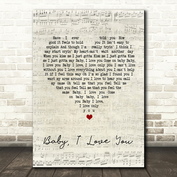 Ramones Baby I Love You Script Heart Song Lyric Print