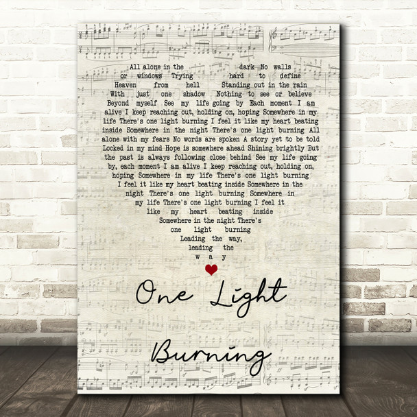 Richie Sambora One Light Burning Script Heart Song Lyric Print