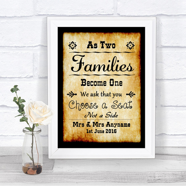 Western As Families Become One Seating Plan Personalized Wedding Sign