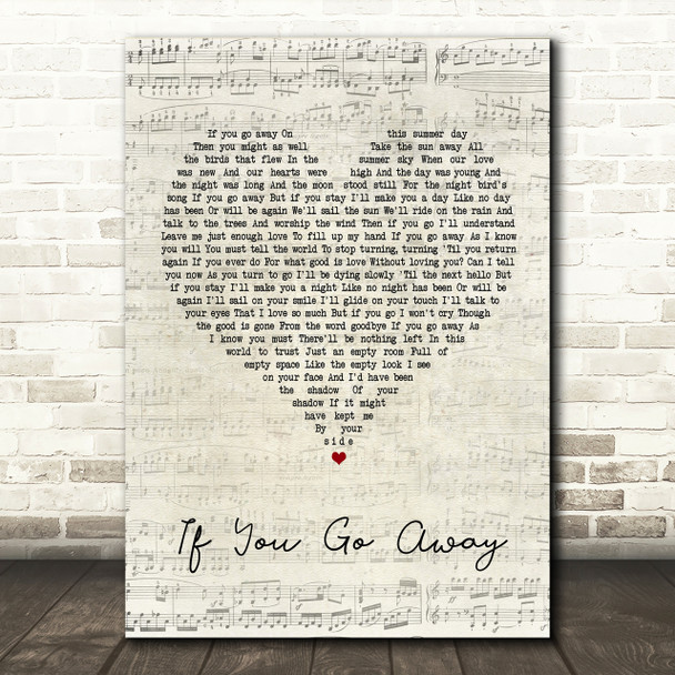 Scott Walker If You Go Away Script Heart Song Lyric Print