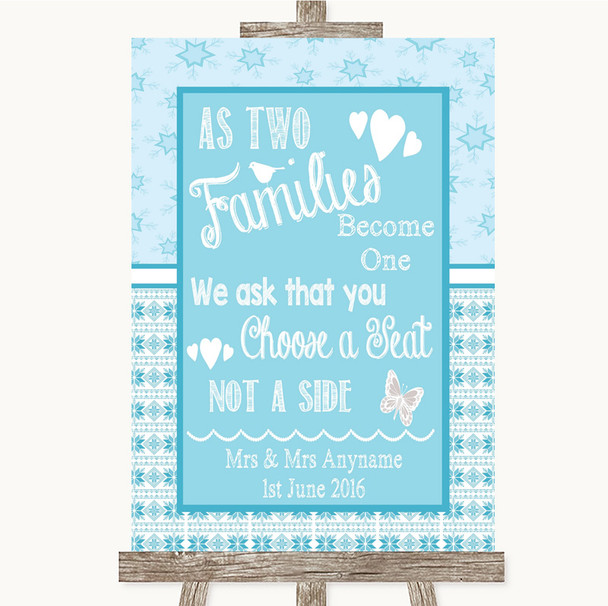 Winter Blue As Families Become One Seating Plan Personalized Wedding Sign