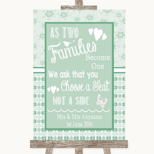 Winter Green As Families Become One Seating Plan Personalized Wedding Sign