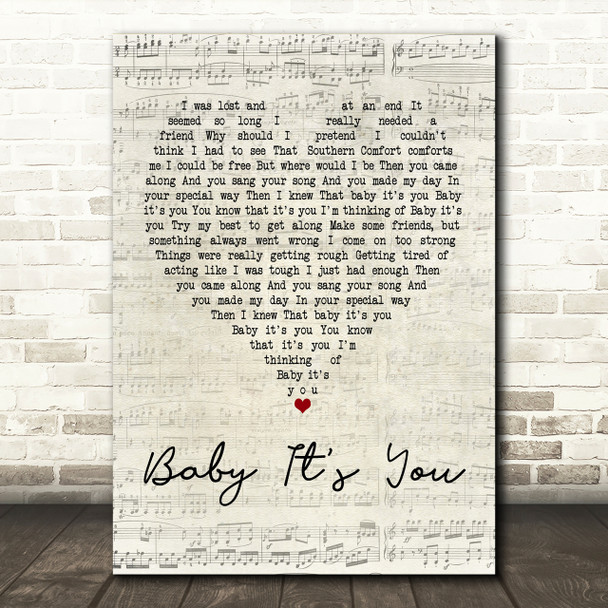 Smokie Baby It's You Script Heart Song Lyric Print