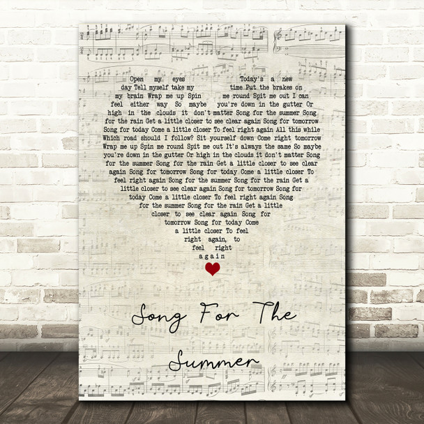 Stereophonics Song For The Summer Script Heart Song Lyric Print