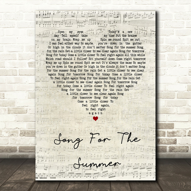 Stereophonics Song For The Summer Script Heart Song Lyric Print