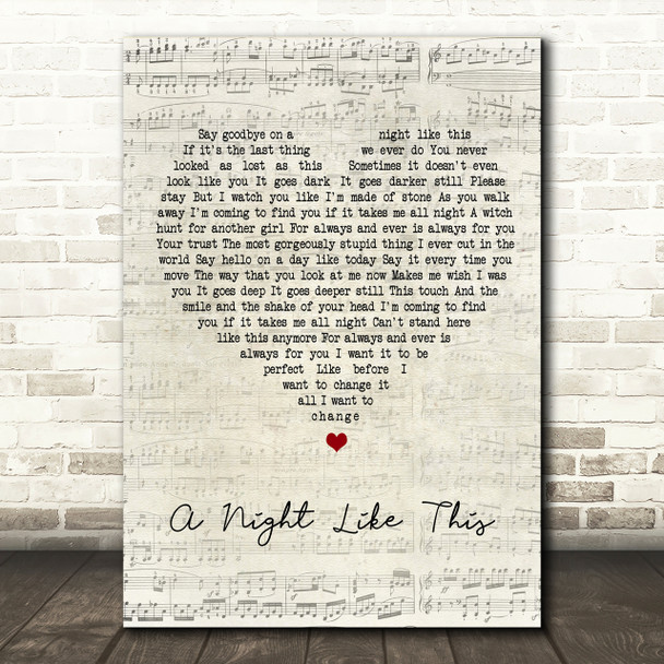 The Cure A Night Like This Script Heart Song Lyric Print