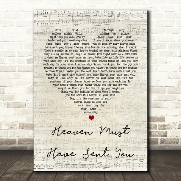 The Elgins Heaven Must Have Sent You Script Heart Song Lyric Print