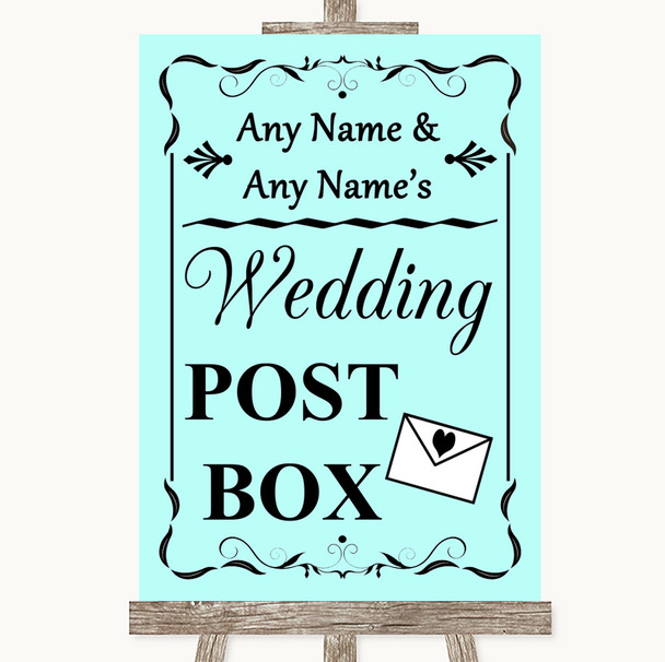 Aqua Card Post Box Personalized Wedding Sign