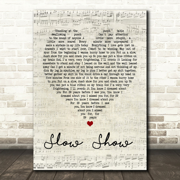 The National Slow Show Script Heart Song Lyric Print