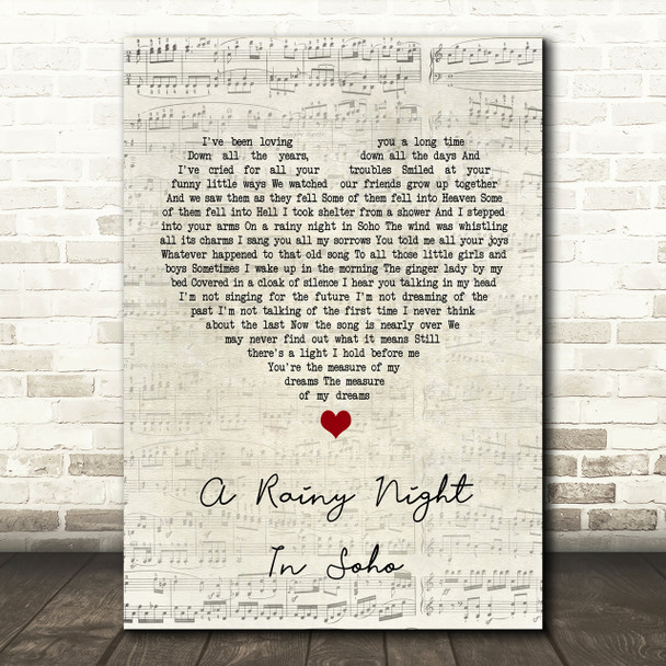 The Pogues A Rainy Night In Soho Script Heart Song Lyric Print