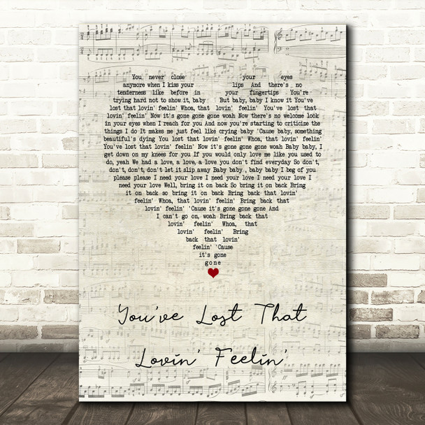 The Righteous Brothers You've Lost That Lovin' Feelin' Script Heart Song Print