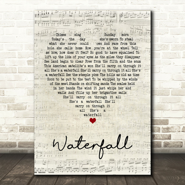 The Stone Roses Waterfall Script Heart Song Lyric Print