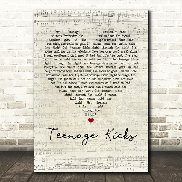 The Undertones Teenage Kicks Script Heart Song Lyric Print