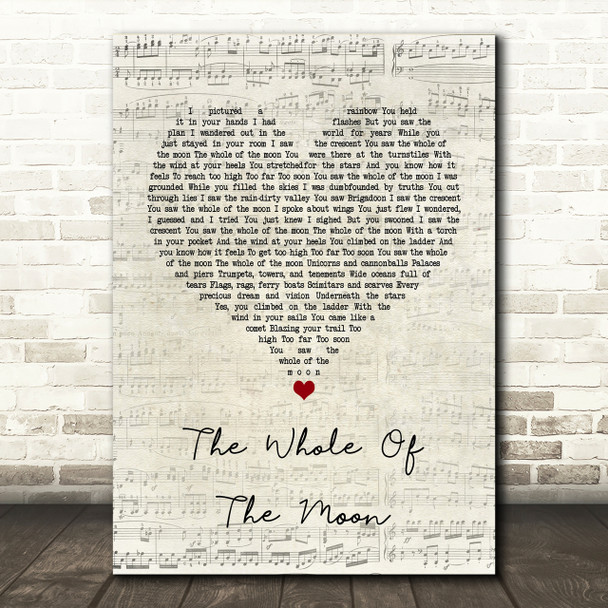 The Waterboys The Whole Of The Moon Script Heart Song Lyric Print