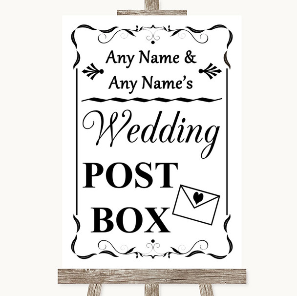 Black & White Card Post Box Personalized Wedding Sign