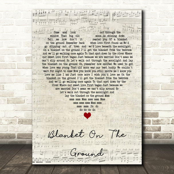 Billie Jo Spears Blanket On The Ground Script Heart Song Lyric Print