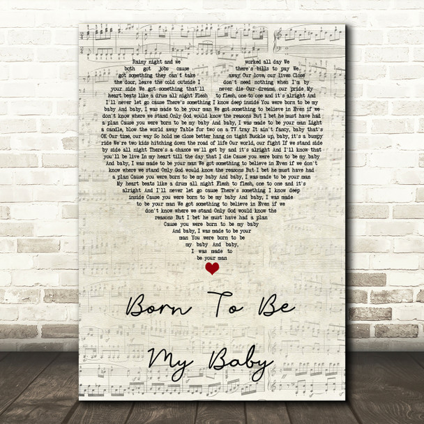 Bon Jovi Born To Be My Baby Script Heart Song Lyric Print